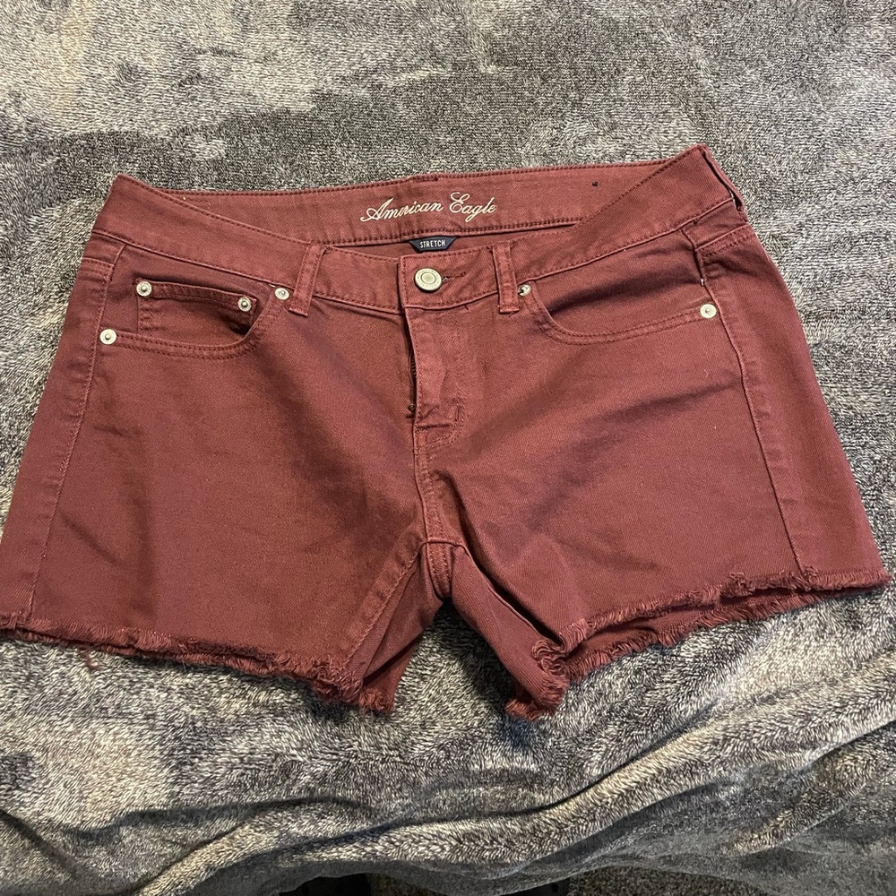 Maroon American Eagle Jean Shorts